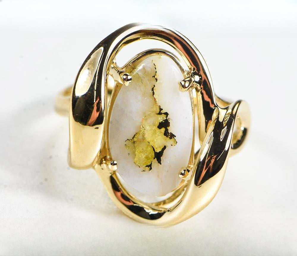 Gold Quartz Women's Ring "Orocal" RL1028Q Genuine Hand Crafted Jewelry - 14K Gold Casting