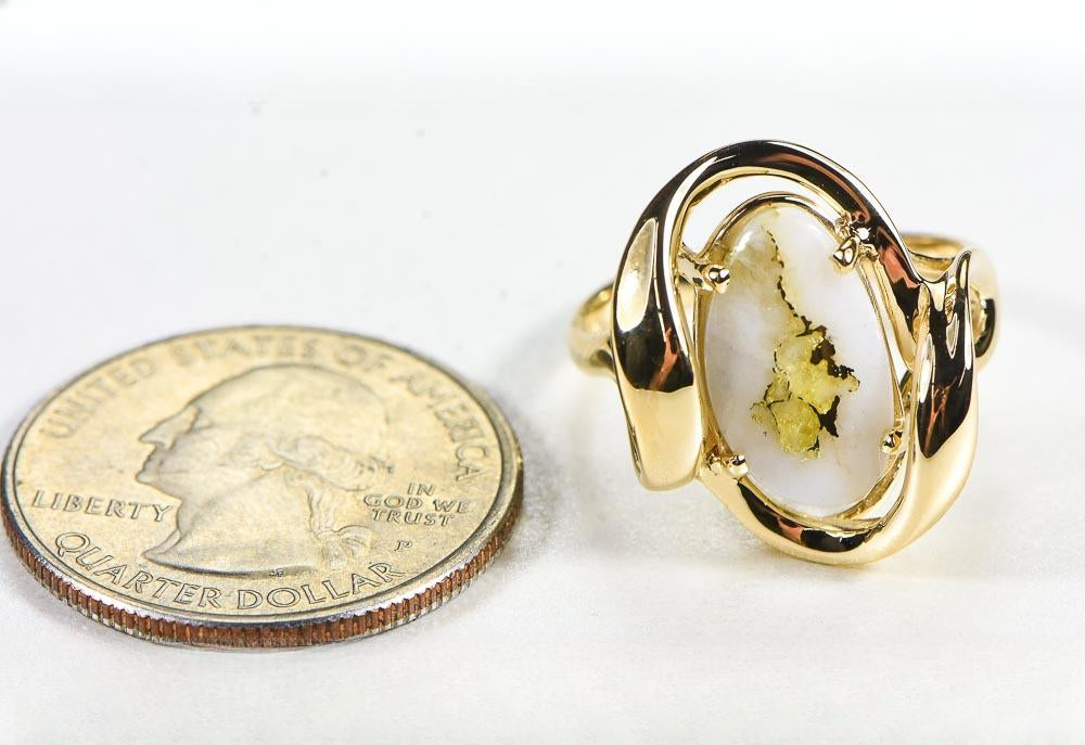Gold Quartz Women's Ring "Orocal" RL1028Q Genuine Hand Crafted Jewelry - 14K Gold Casting