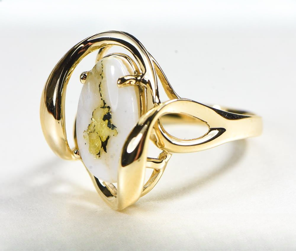 Gold Quartz Women's Ring "Orocal" RL1028Q Genuine Hand Crafted Jewelry - 14K Gold Casting
