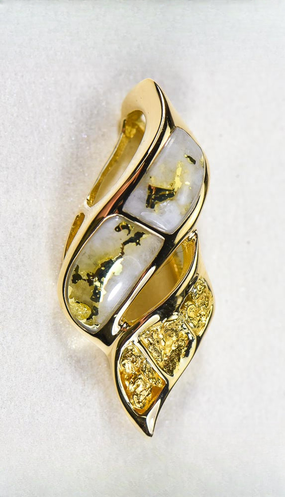 Gold Quartz Pendant  "Orocal" PN649NQ Genuine Hand Crafted Jewelry - 14K Gold Yellow Gold Casting