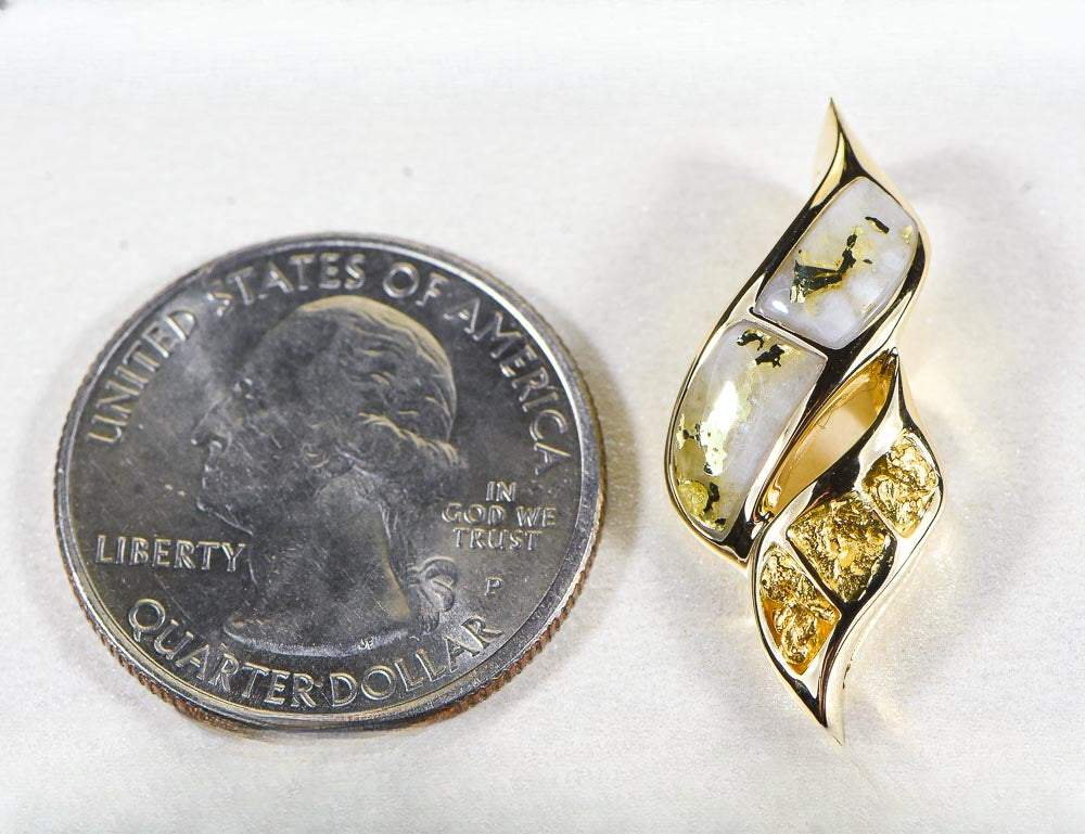 Gold Quartz Pendant  "Orocal" PN649NQ Genuine Hand Crafted Jewelry - 14K Gold Yellow Gold Casting