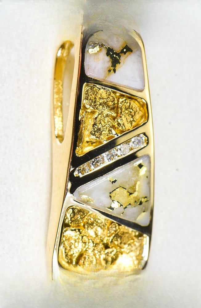 Gold Quartz Pendant  "Orocal" PN798DNQ Genuine Hand Crafted Jewelry - 14K Gold Yellow Gold Casting