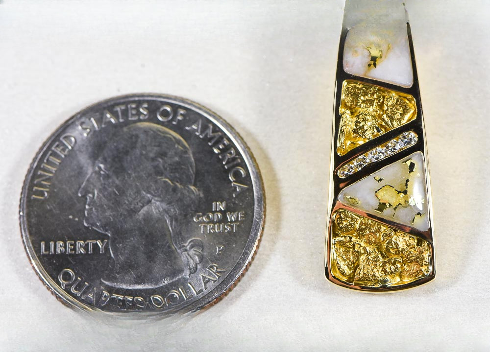 Gold Quartz Pendant  "Orocal" PN798DNQ Genuine Hand Crafted Jewelry - 14K Gold Yellow Gold Casting