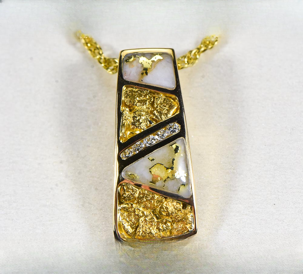 Gold Quartz Pendant  "Orocal" PN798DNQ Genuine Hand Crafted Jewelry - 14K Gold Yellow Gold Casting