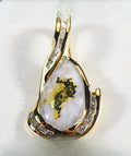 Gold Quartz Pendant  "Orocal" PDL106SD32Q Genuine Hand Crafted Jewelry - 14K Gold Yellow Gold Casting