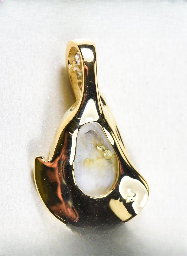 Gold Quartz Pendant  "Orocal" PDL106SD32Q Genuine Hand Crafted Jewelry - 14K Gold Yellow Gold Casting