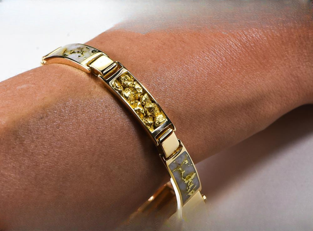 Gold Quartz Bracelet "Orocal" B8MMNQ6L Genuine Hand Crafted Jewelry - 14K Gold Casting