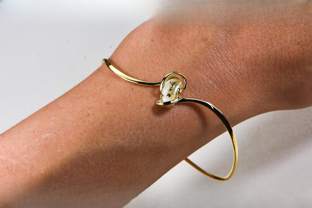 Gold Quartz Bracelet "Orocal" BBWN784SQ Genuine Hand Crafted Jewelry - 14K Gold Casting