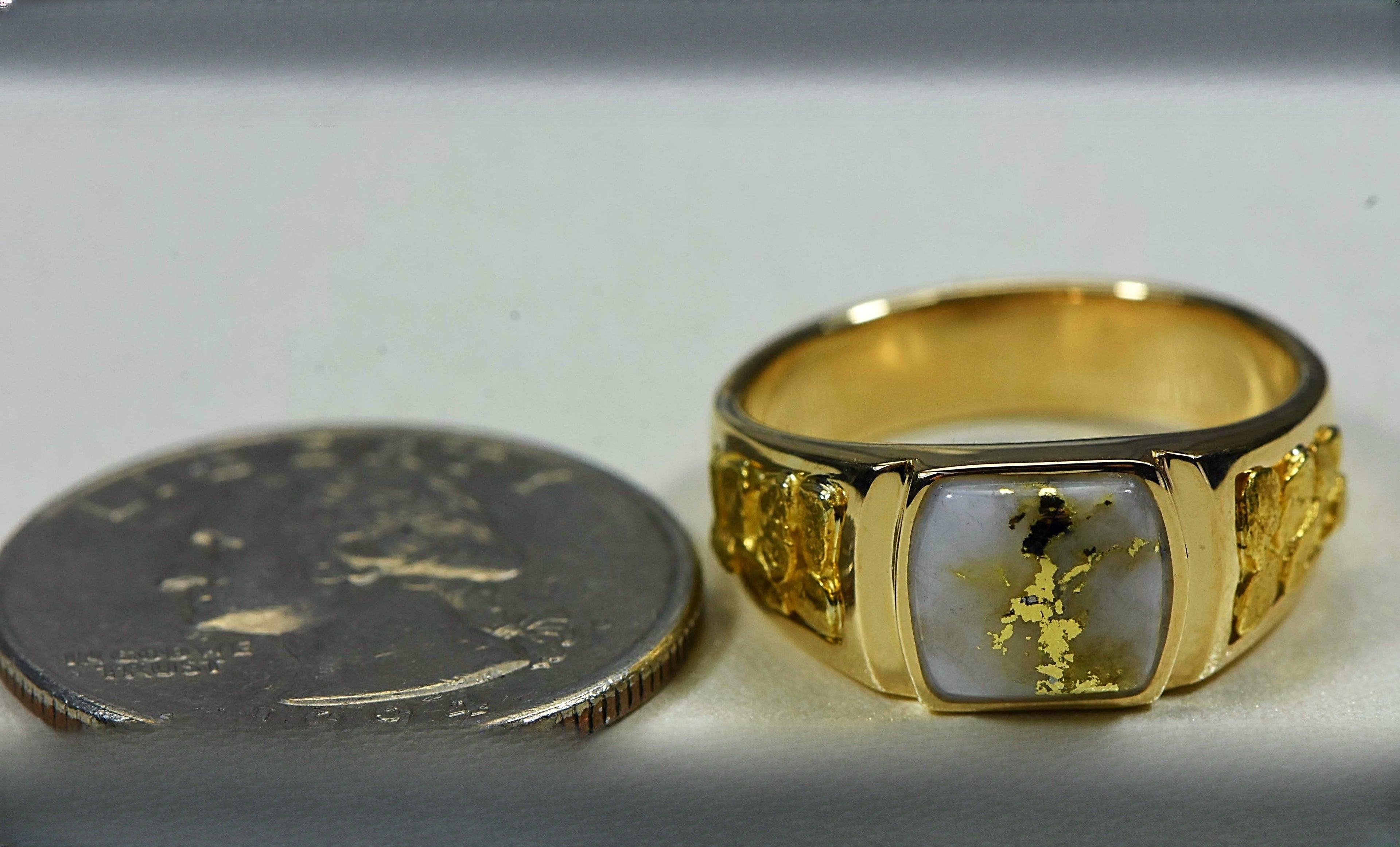 Gold Quartz Ring "Orocal" RLL1075NQ Genuine Hand Crafted Jewelry - 14K Gold Casting