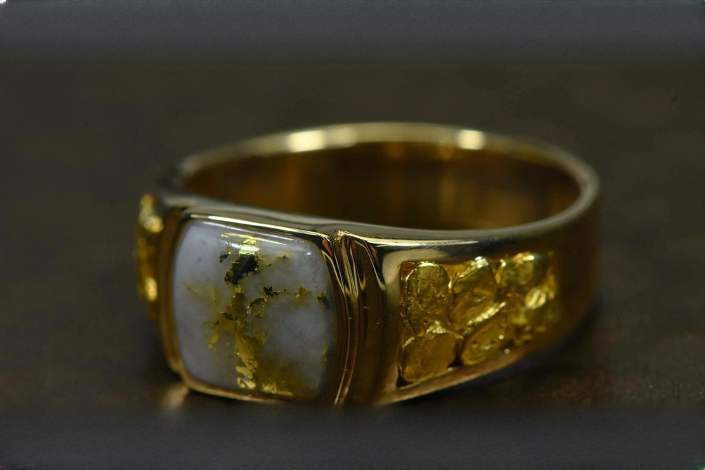 Gold Quartz Ring "Orocal" RLL1075NQ Genuine Hand Crafted Jewelry - 14K Gold Casting