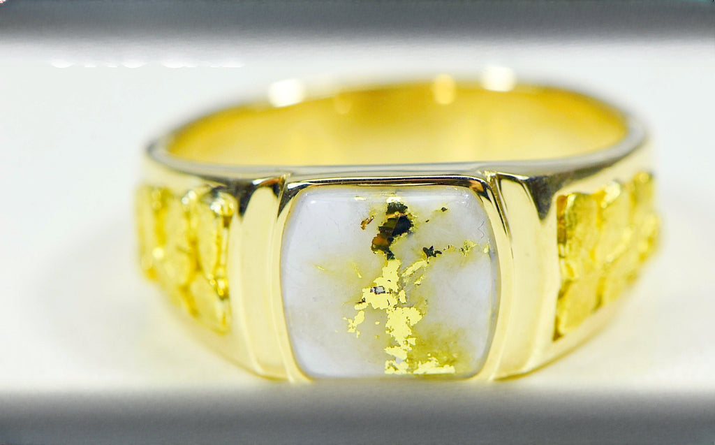 Gold Quartz Ring "Orocal" RLL1075NQ Genuine Hand Crafted Jewelry - 14K Gold Casting