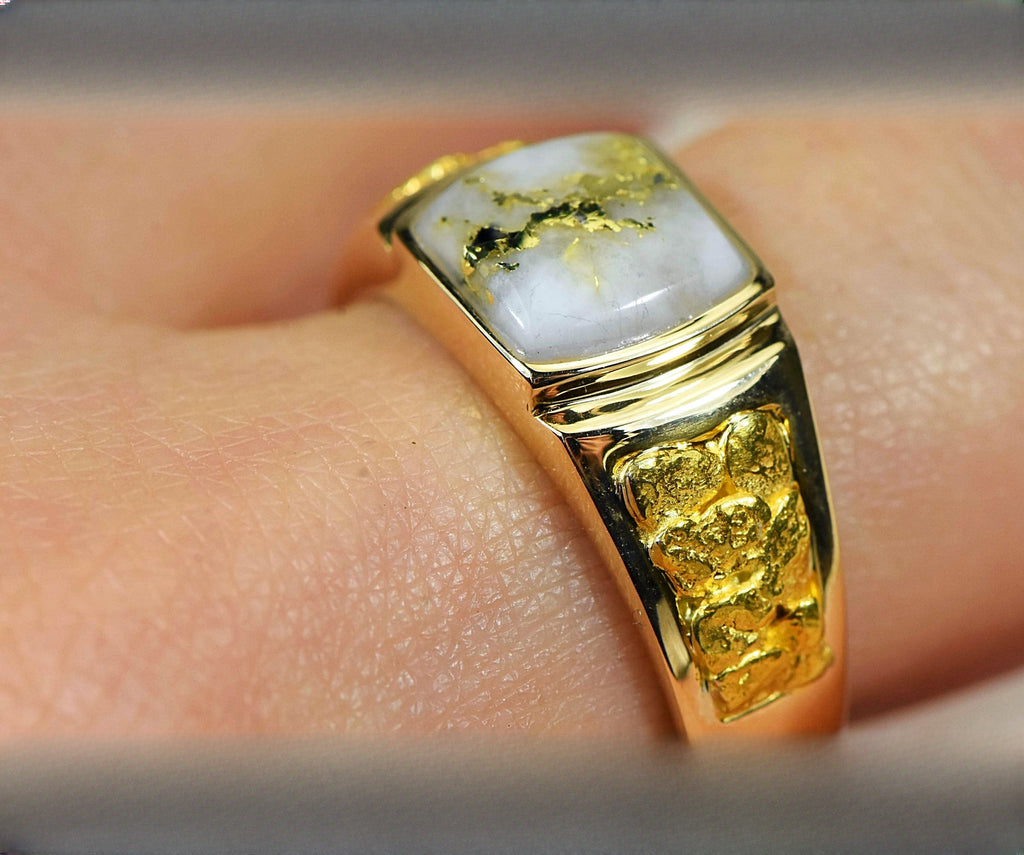 Gold Quartz Ring "Orocal" RLL1075NQ Genuine Hand Crafted Jewelry - 14K Gold Casting