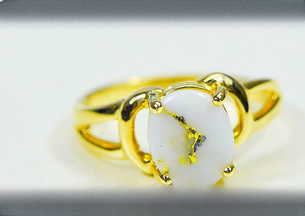 Gold Quartz Ring "Orocal" RL1023Q Genuine Hand Crafted Jewelry - 14K Gold Casting