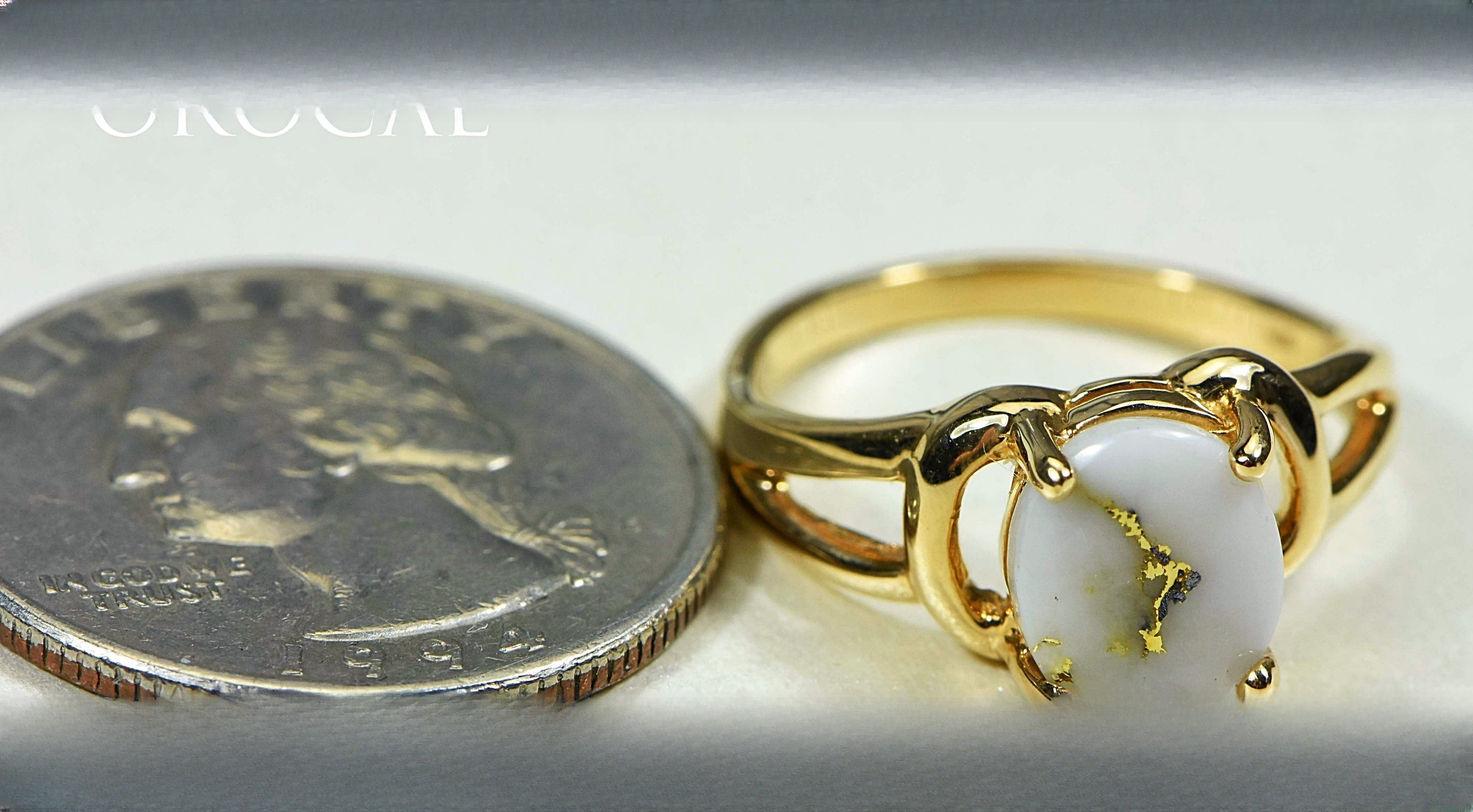 Gold Quartz Ring "Orocal" RL1023Q Genuine Hand Crafted Jewelry - 14K Gold Casting