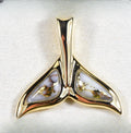 Gold Quartz Pendant Whales Tail "Orocal" PWT44SQ Genuine Hand Crafted Jewelry - 14K Gold Yellow Gold Casting