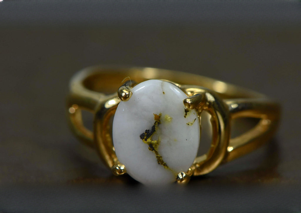 Gold Quartz Ring "Orocal" RL1023Q Genuine Hand Crafted Jewelry - 14K Gold Casting