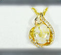 Gold Quartz Pendant "Orocal" PN1126DQ Genuine Hand Crafted Jewelry - 14K Gold Yellow Gold Casting