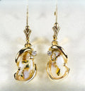 Gold Quartz Earrings "Orocal" EN784SDQ/LB Genuine Hand Crafted Jewelry - 14K Gold Casting
