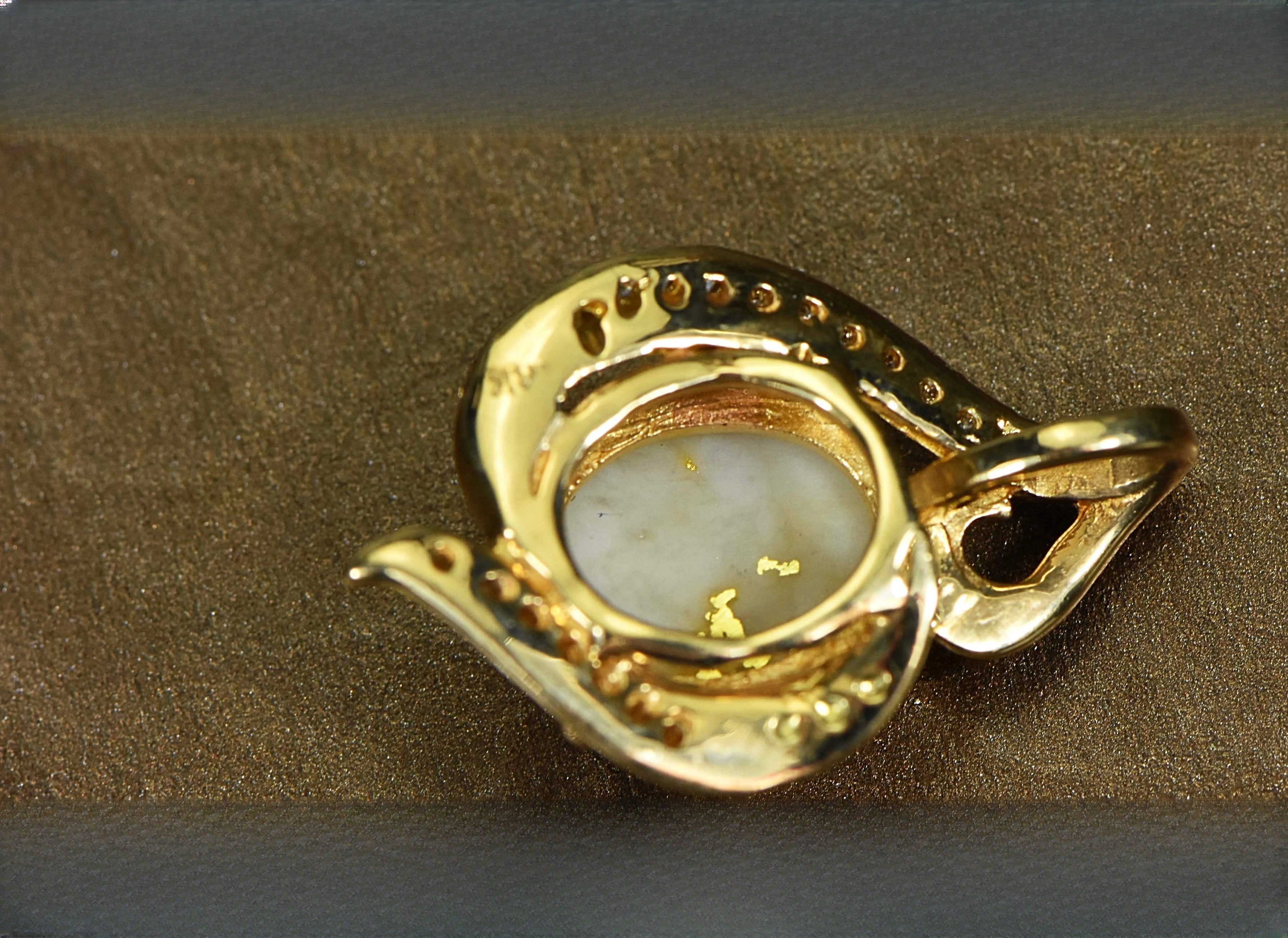 Gold Quartz Pendant "Orocal" PN1126DQ Genuine Hand Crafted Jewelry - 14K Gold Yellow Gold Casting