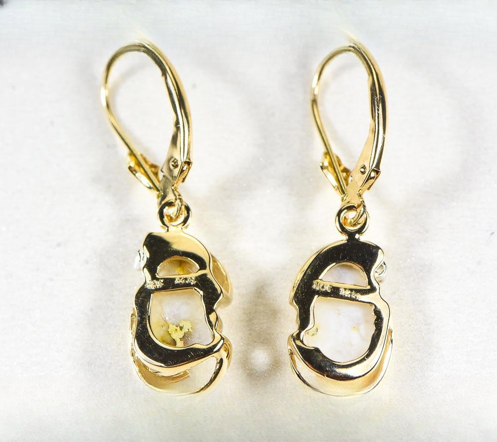 Gold Quartz Earrings "Orocal" EN784SDQ/LB Genuine Hand Crafted Jewelry - 14K Gold Casting