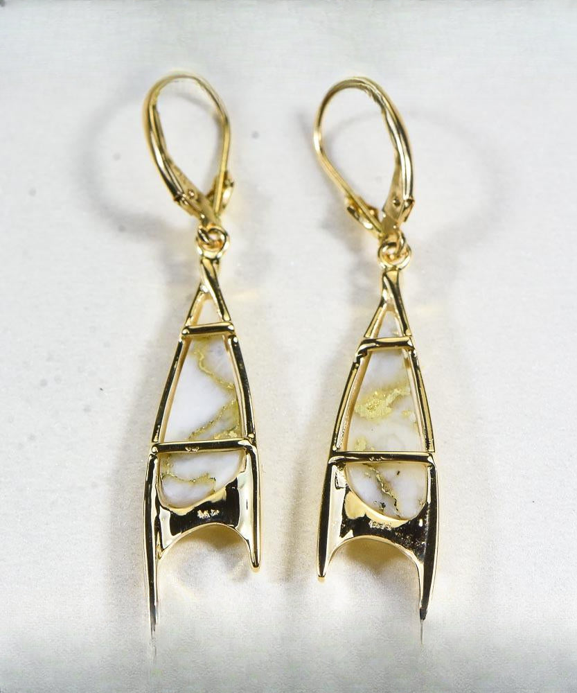 Gold Quartz Earrings "Orocal" EN3700Q/LB Genuine Hand Crafted Jewelry - 14K Gold Casting
