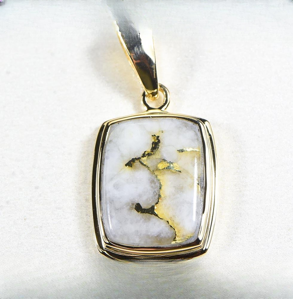Gold Quartz Pendant  "Orocal" PP1341Q Genuine Hand Crafted Jewelry - 14K Gold Yellow Gold Casting