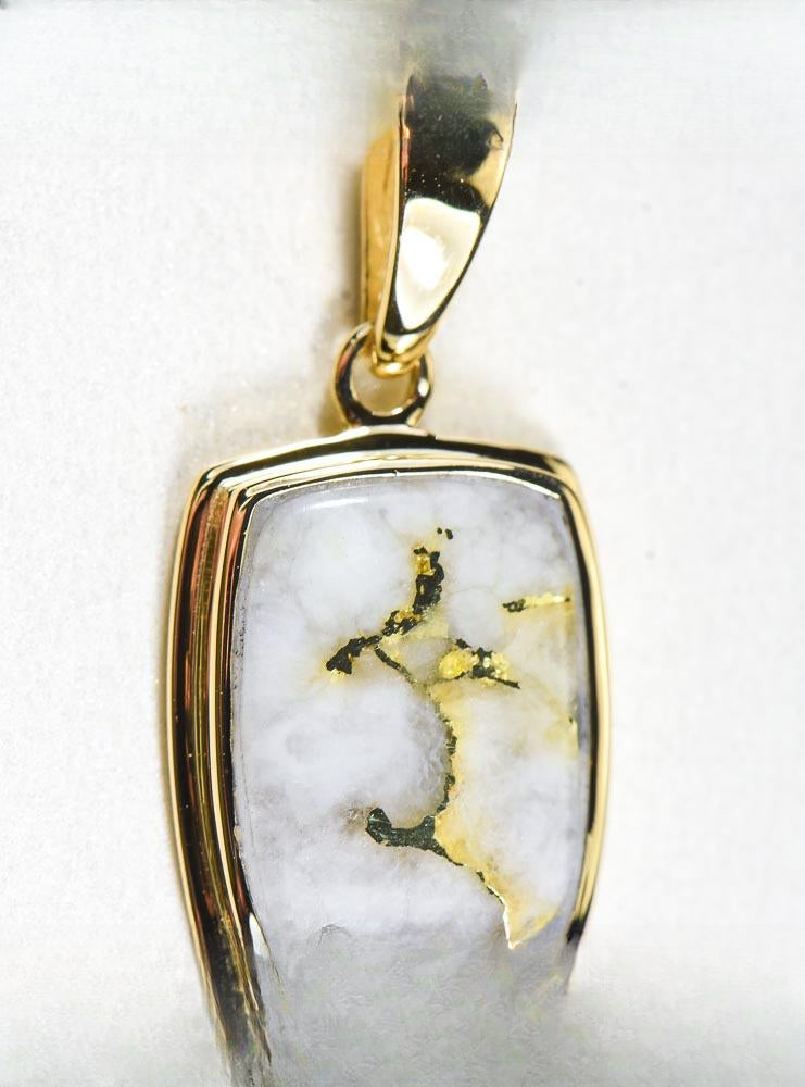 Gold Quartz Pendant  "Orocal" PP1341Q Genuine Hand Crafted Jewelry - 14K Gold Yellow Gold Casting