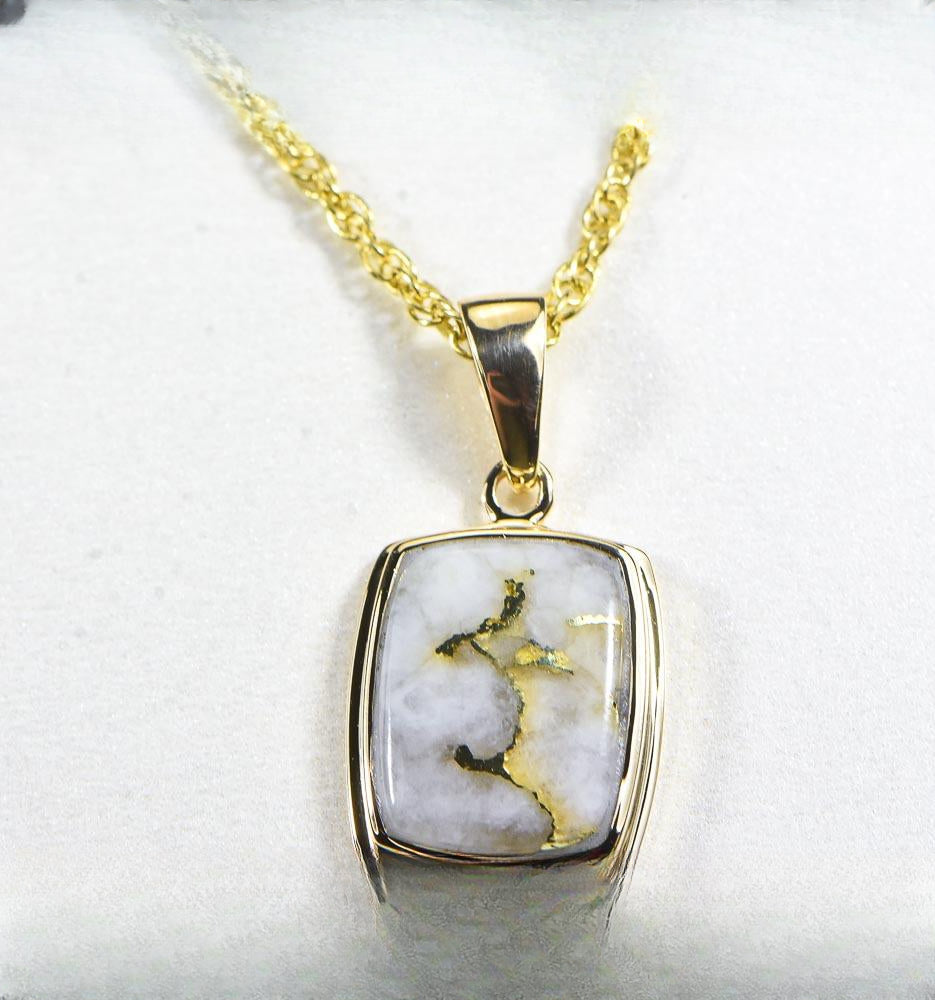 Gold Quartz Pendant  "Orocal" PP1341Q Genuine Hand Crafted Jewelry - 14K Gold Yellow Gold Casting