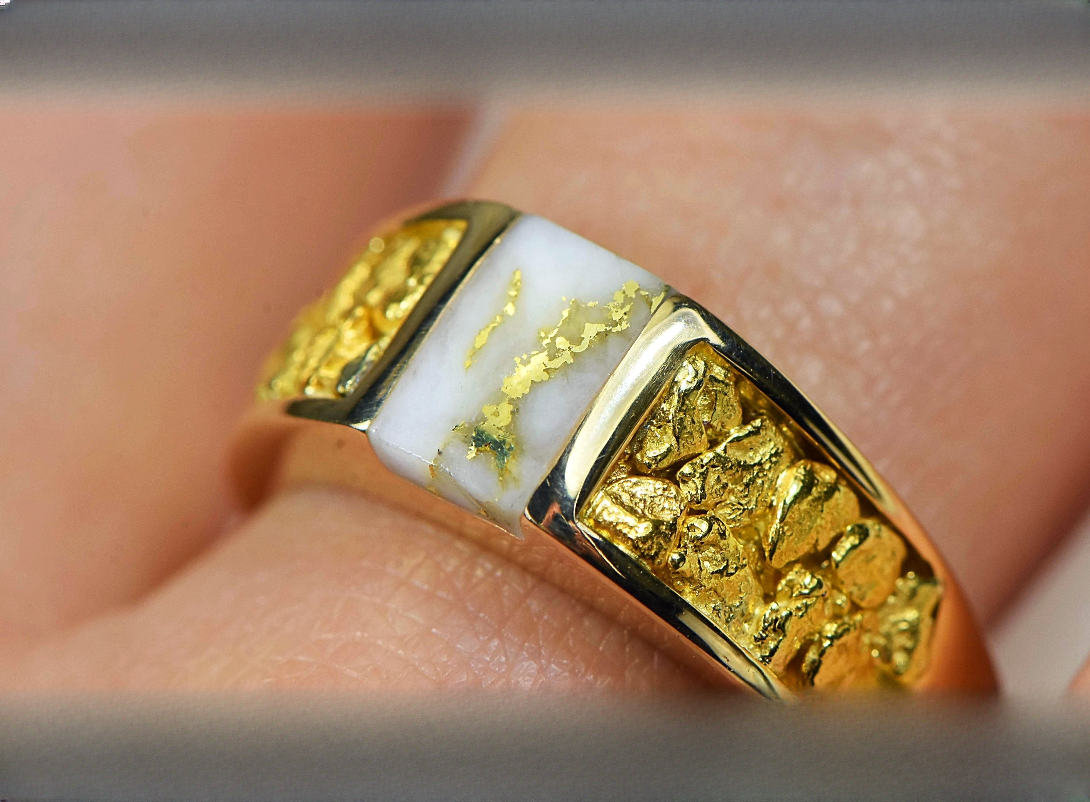 Gold Quartz Ring "Orocal" RLL1359NQ Genuine Hand Crafted Jewelry - 14K Gold Casting