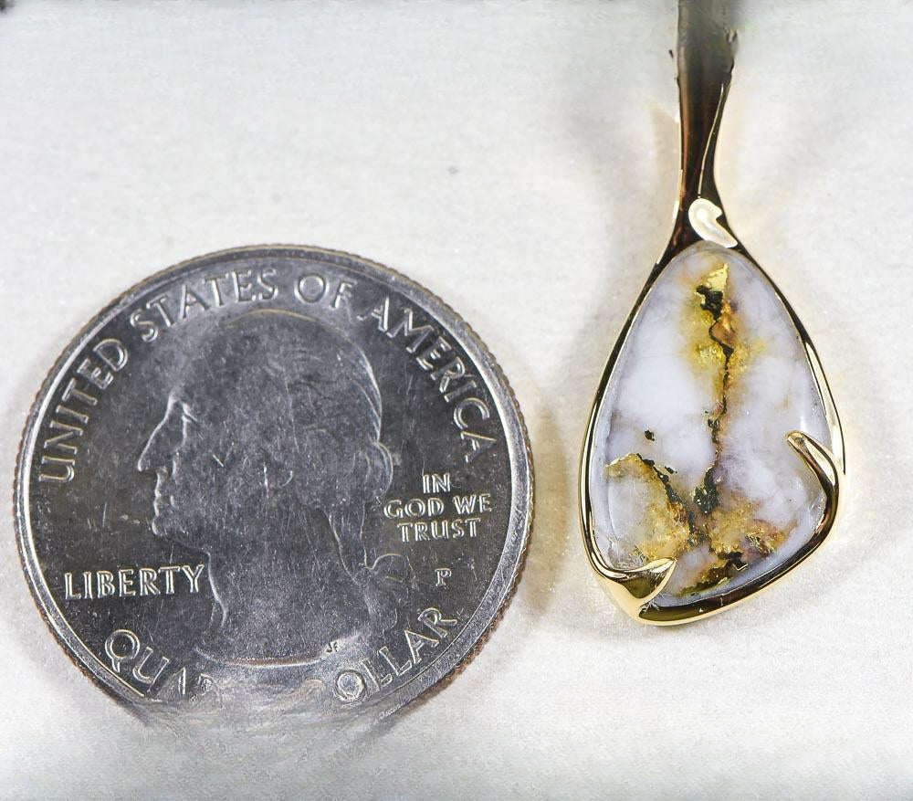 Gold Quartz Pendant  "Orocal" PSC102Q Genuine Hand Crafted Jewelry - 14K Gold Yellow Gold Casting