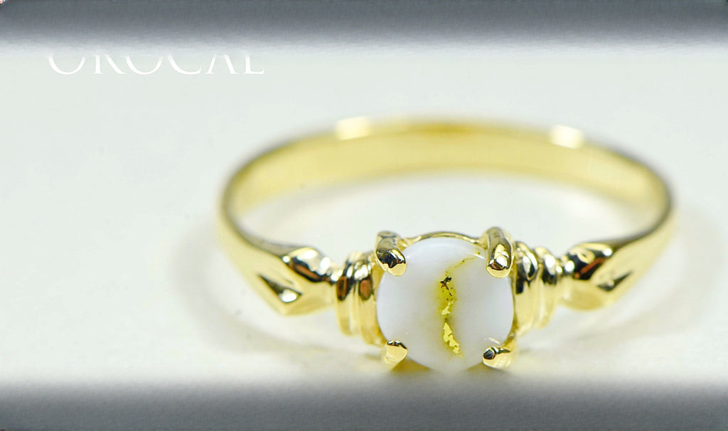 Gold Quartz Ring "Orocal" RL681Q5MM Genuine Hand Crafted Jewelry - 14K Gold Casting