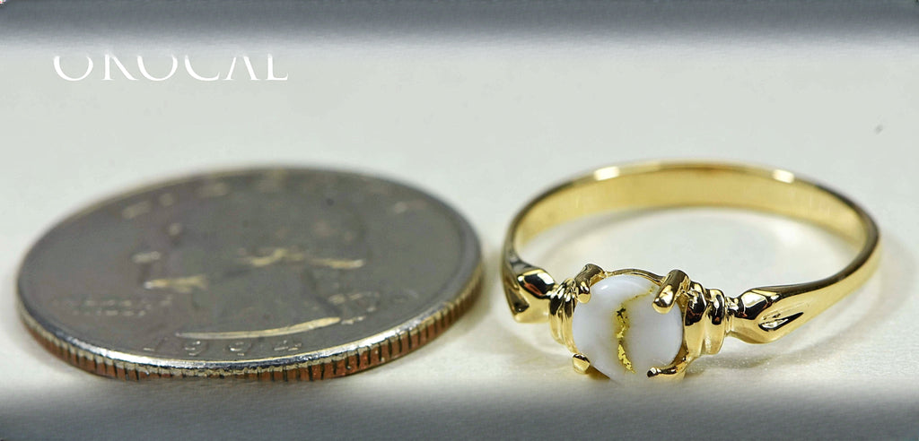 Gold Quartz Ring "Orocal" RL681Q5MM Genuine Hand Crafted Jewelry - 14K Gold Casting