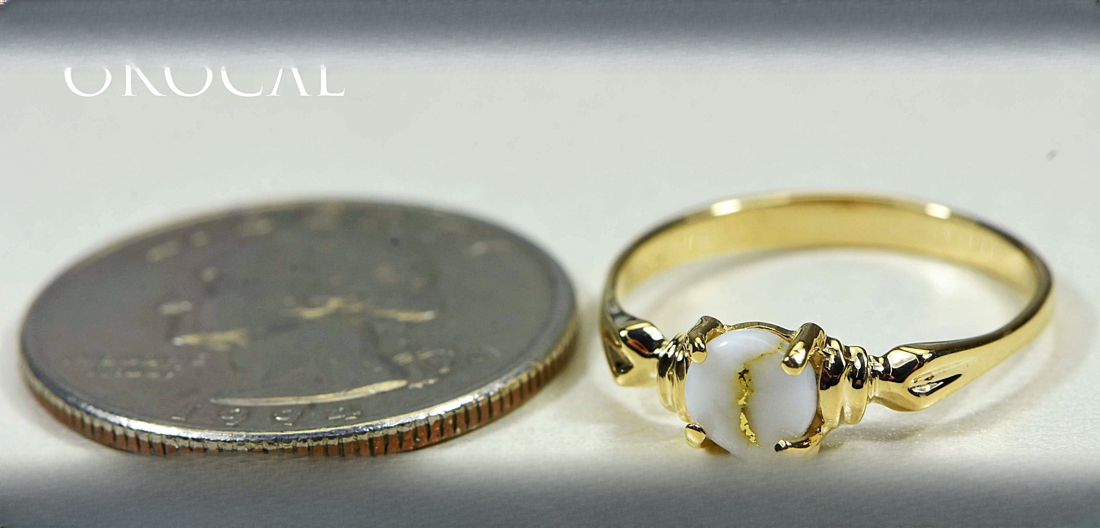 Gold Quartz Ring "Orocal" RL681Q5MM Genuine Hand Crafted Jewelry - 14K Gold Casting