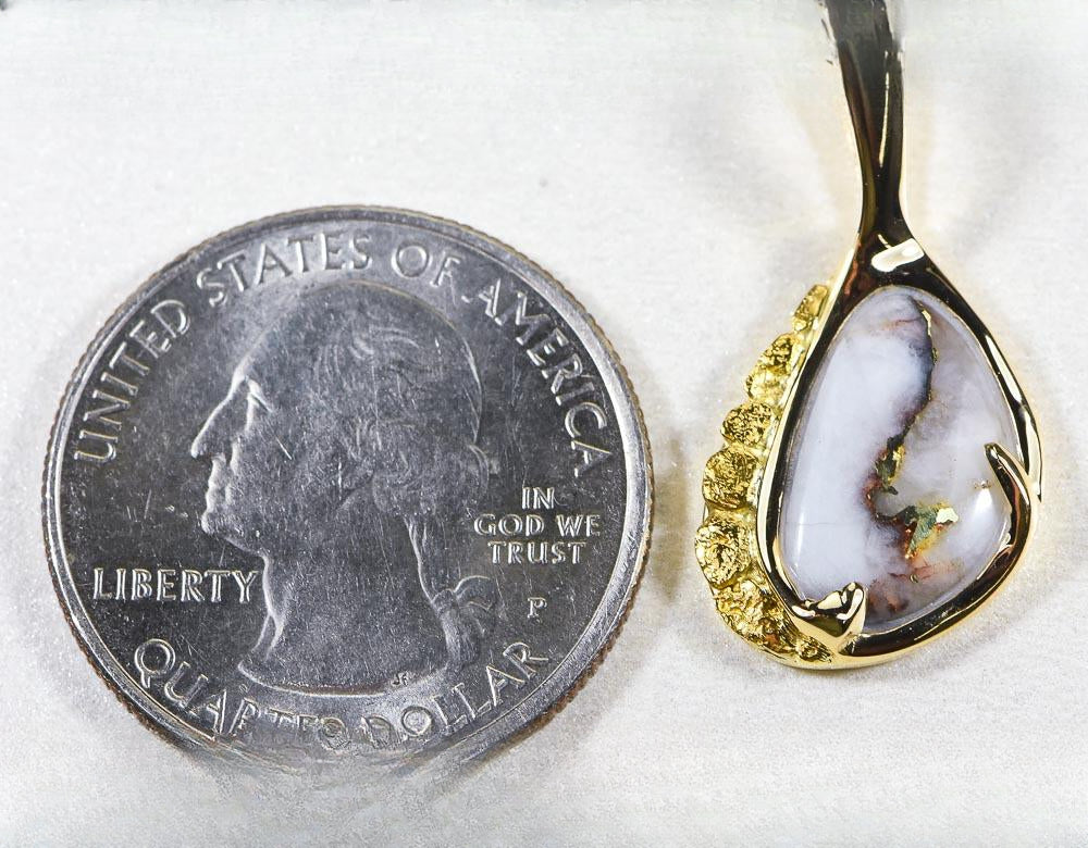 Gold Quartz Pendant  "Orocal" PSC125Q Genuine Hand Crafted Jewelry - 14K Gold Yellow Gold Casting