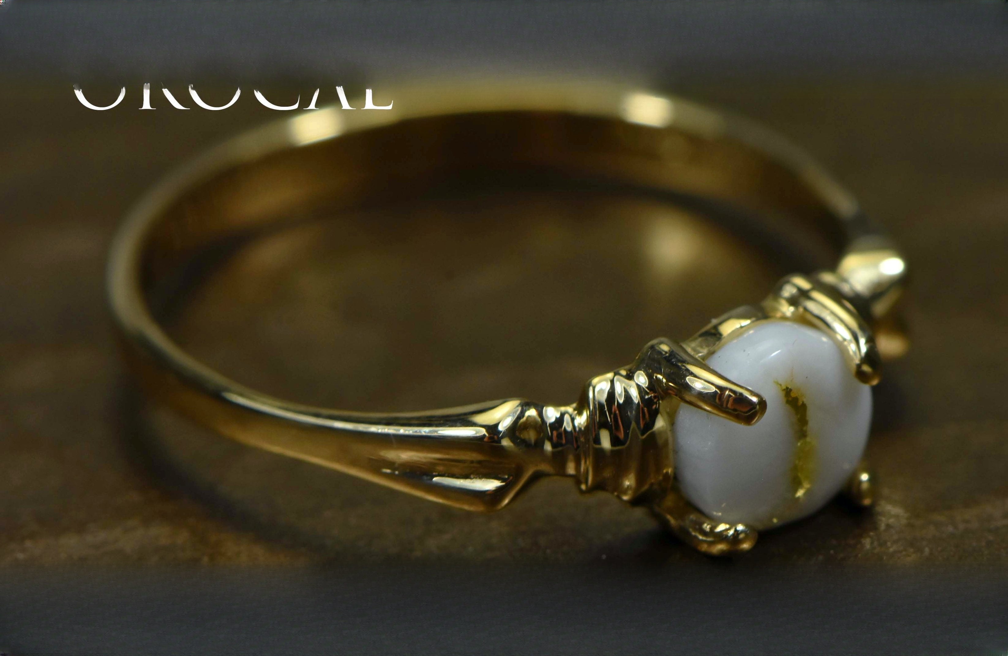 Gold Quartz Ring "Orocal" RL681Q5MM Genuine Hand Crafted Jewelry - 14K Gold Casting