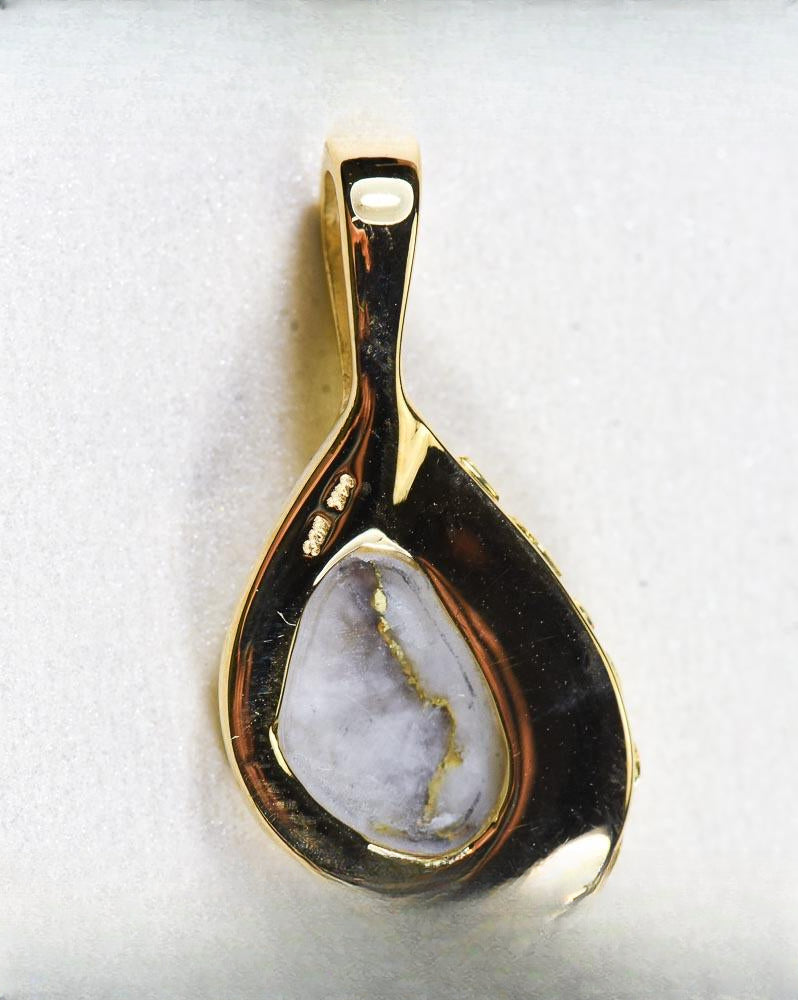 Gold Quartz Pendant  "Orocal" PSC125Q Genuine Hand Crafted Jewelry - 14K Gold Yellow Gold Casting
