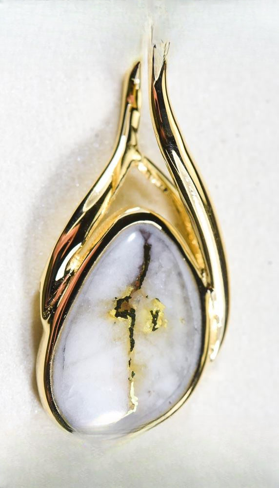Gold Quartz Pendant  "Orocal" PSC128Q Genuine Hand Crafted Jewelry - 14K Gold Yellow Gold Casting