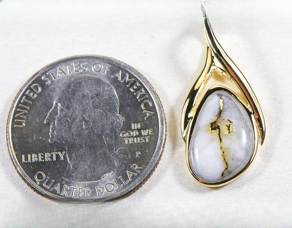 Gold Quartz Pendant  "Orocal" PSC128Q Genuine Hand Crafted Jewelry - 14K Gold Yellow Gold Casting