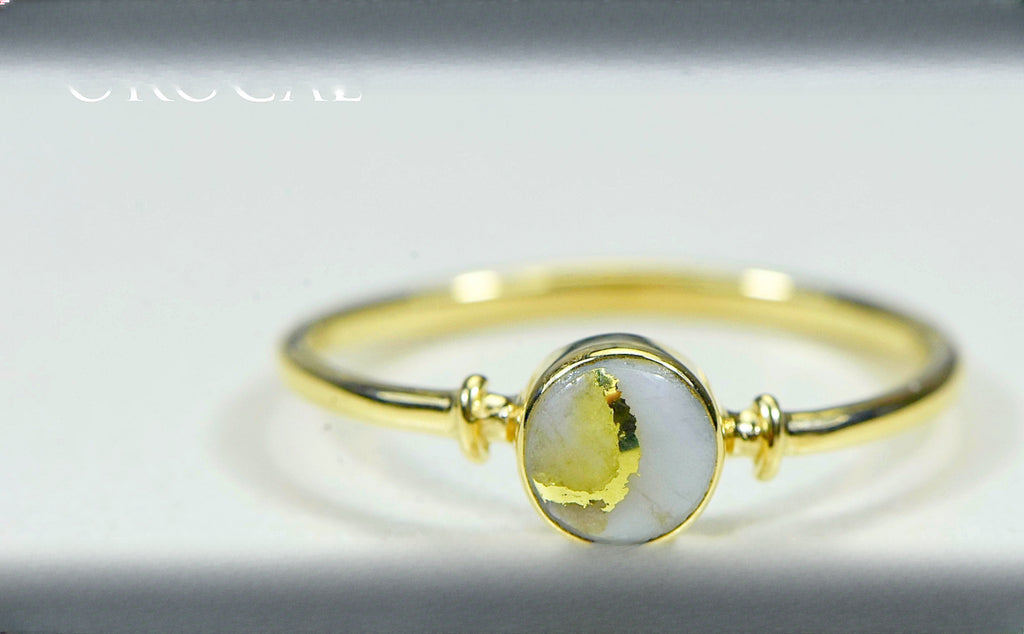 Gold Quartz Ring "Orocal" RL680Q Genuine Hand Crafted Jewelry - 14K Gold Casting