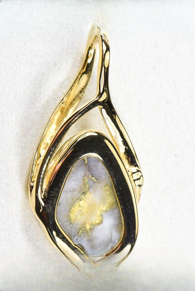 Gold Quartz Pendant  "Orocal" PSC128Q Genuine Hand Crafted Jewelry - 14K Gold Yellow Gold Casting