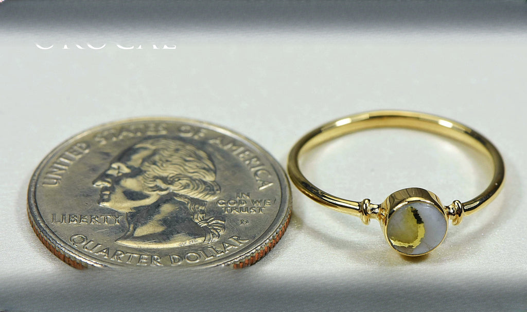 Gold Quartz Ring "Orocal" RL680Q Genuine Hand Crafted Jewelry - 14K Gold Casting