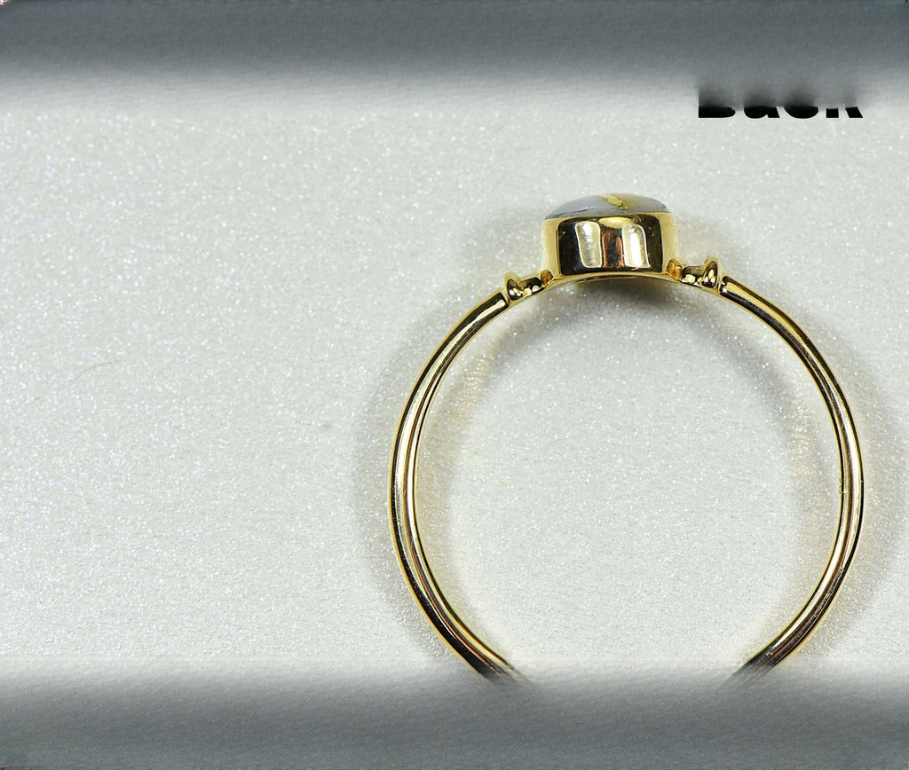 Gold Quartz Ring "Orocal" RL680Q Genuine Hand Crafted Jewelry - 14K Gold Casting