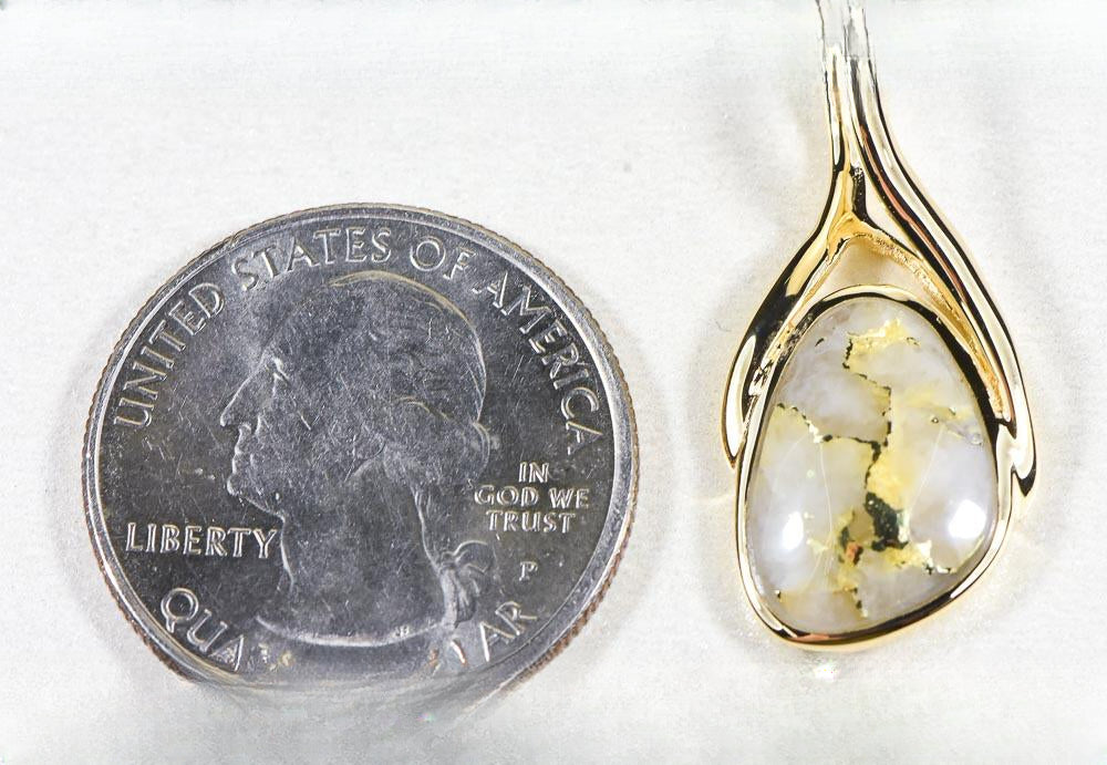 Gold Quartz Pendant  "Orocal" PSC129Q Genuine Hand Crafted Jewelry - 14K Gold Yellow Gold Casting