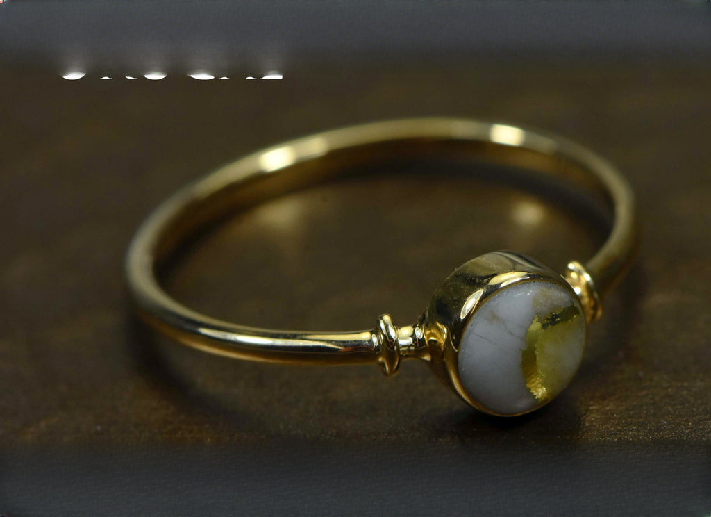 Gold Quartz Ring "Orocal" RL680Q Genuine Hand Crafted Jewelry - 14K Gold Casting