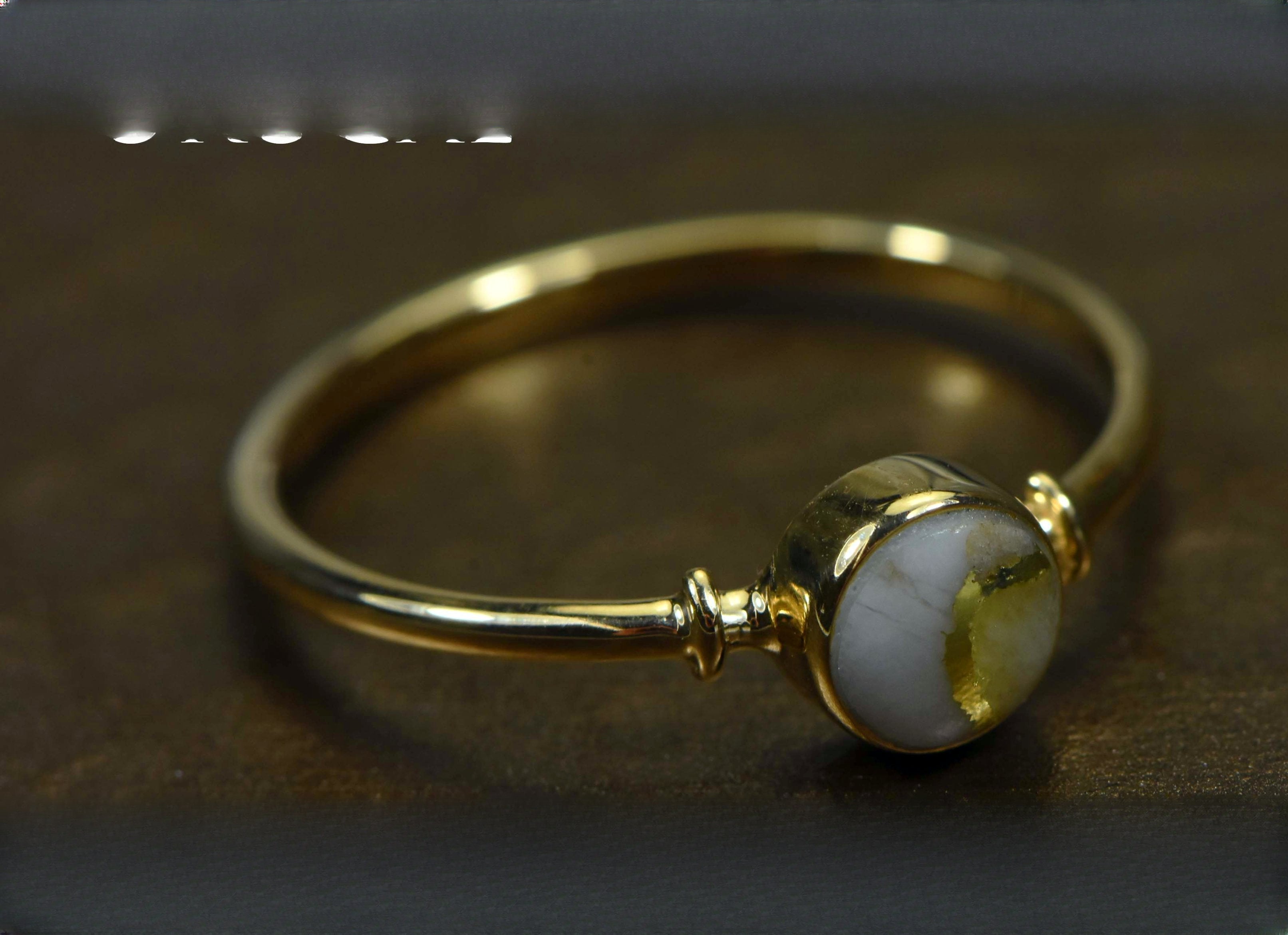 Gold Quartz Ring "Orocal" RL680Q Genuine Hand Crafted Jewelry - 14K Gold Casting