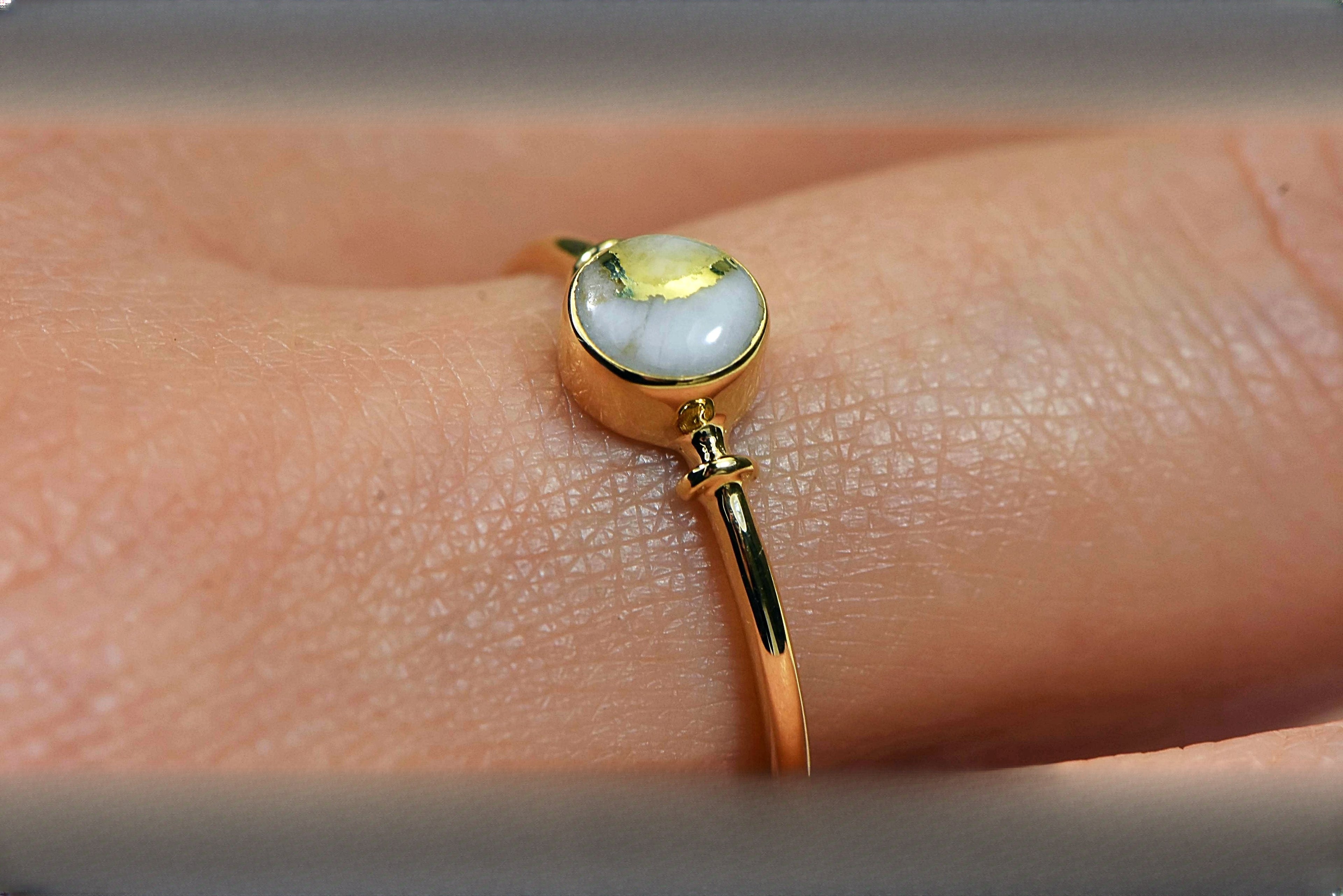 Gold Quartz Ring "Orocal" RL680Q Genuine Hand Crafted Jewelry - 14K Gold Casting