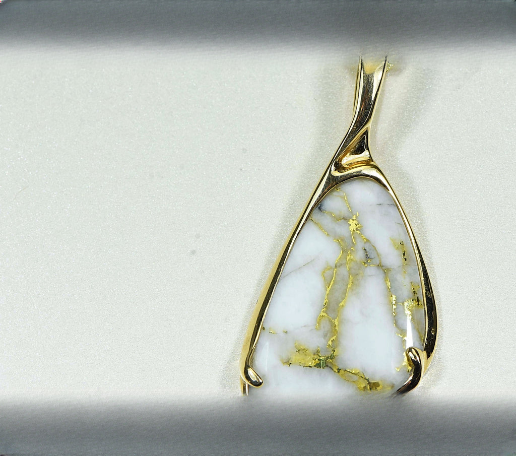 Gold Quartz Pendant "Orocal" PSC100QX Genuine Hand Crafted Jewelry - 14K Gold Yellow Gold Casting
