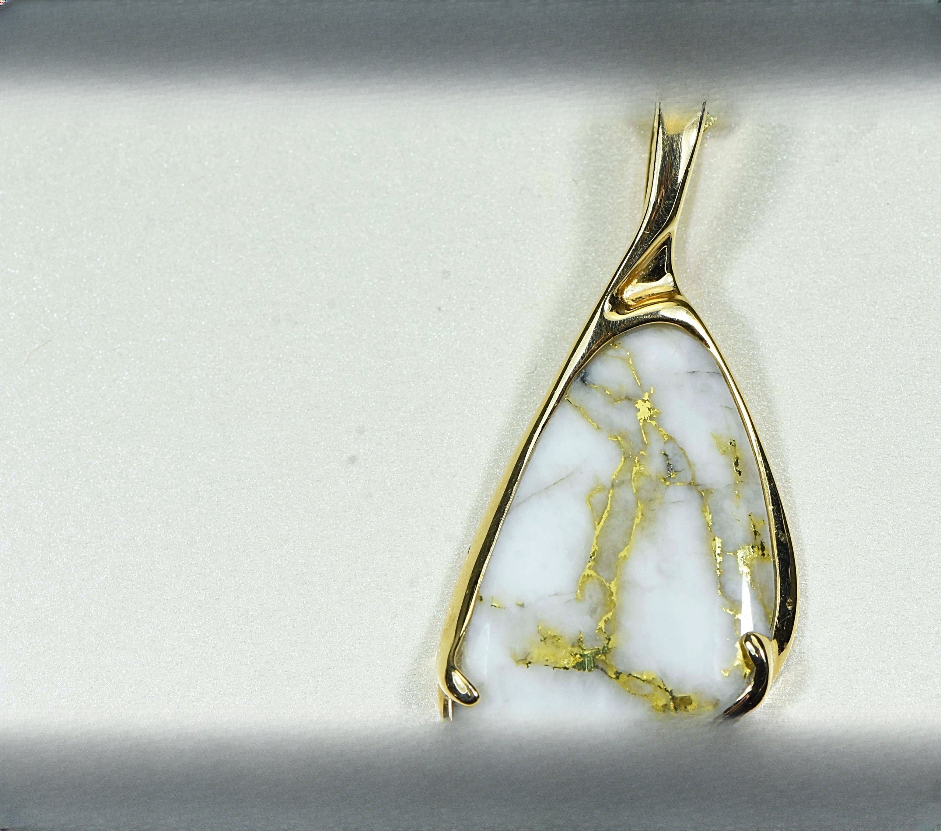 Gold Quartz Pendant "Orocal" PSC100QX Genuine Hand Crafted Jewelry - 14K Gold Yellow Gold Casting