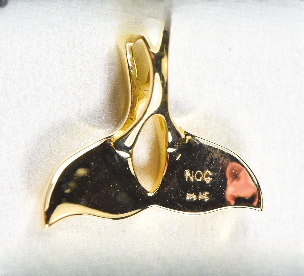 Gold Quartz Pendant Whales Tail "Orocal" PWT21NQ Genuine Hand Crafted Jewelry - 14K Gold Yellow Gold Casting