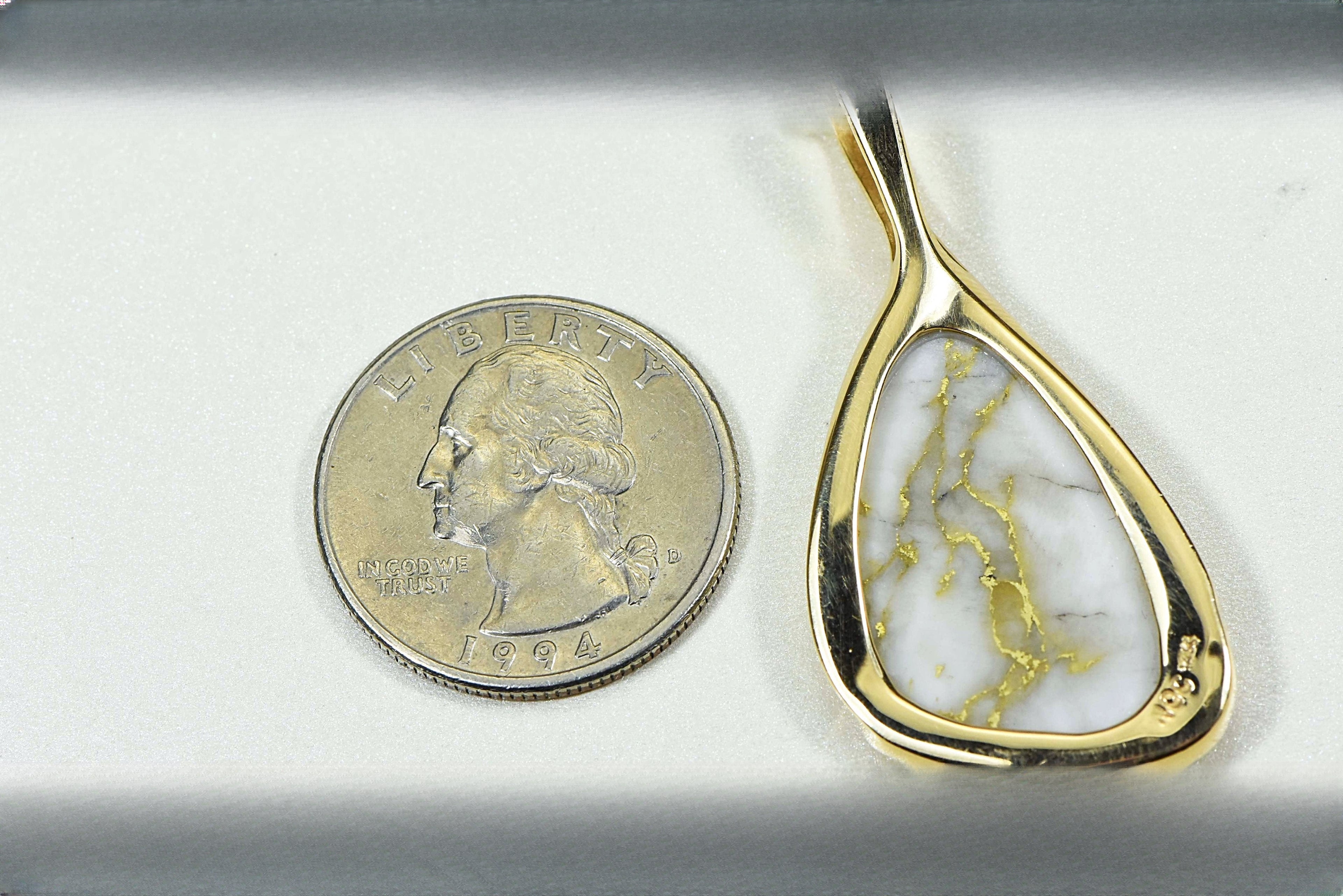 Gold Quartz Pendant "Orocal" PSC100QX Genuine Hand Crafted Jewelry - 14K Gold Yellow Gold Casting